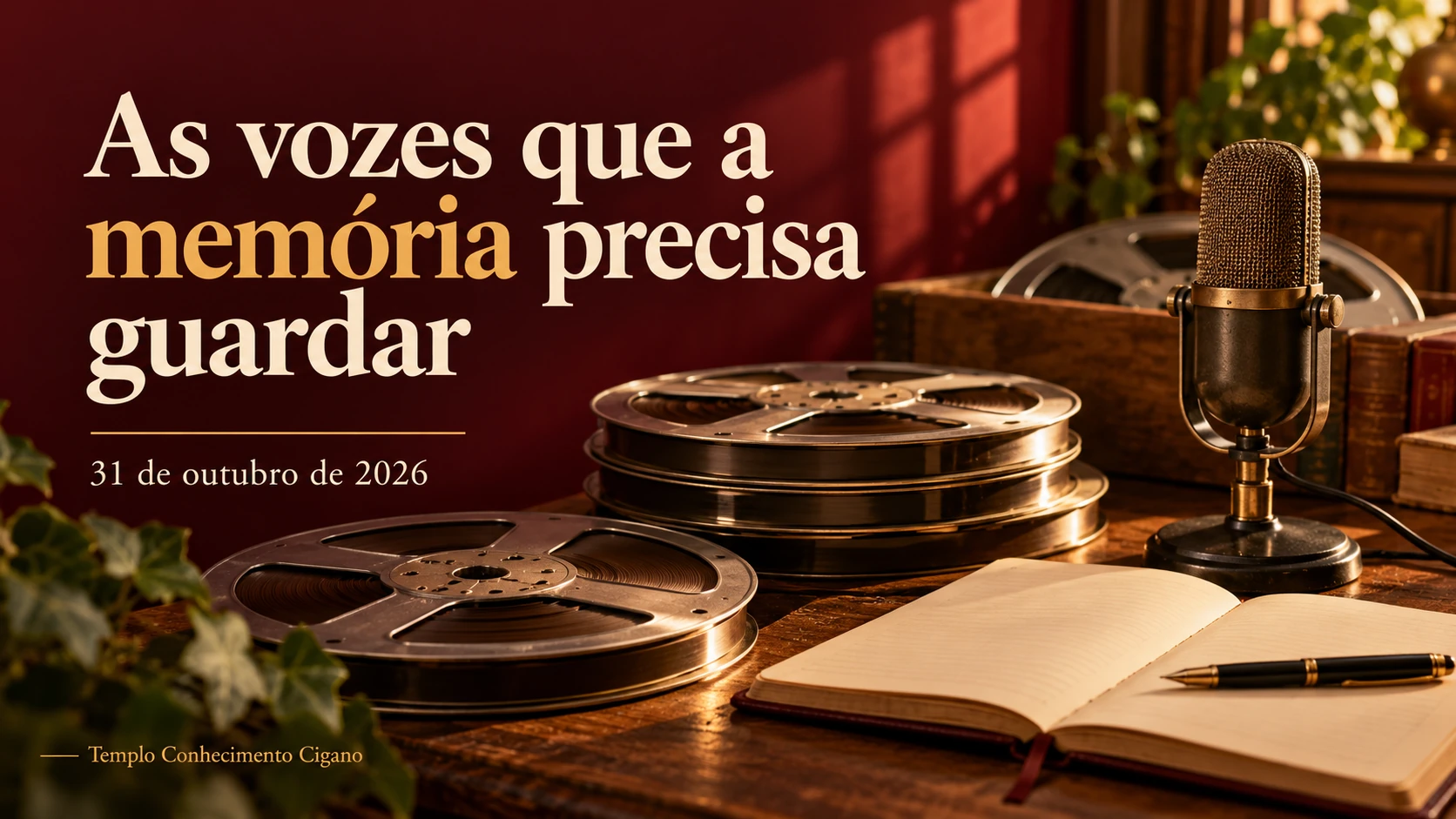 Capa ilustrativa: As vozes que a memória precisa guardar. Data: 31/10/2026.